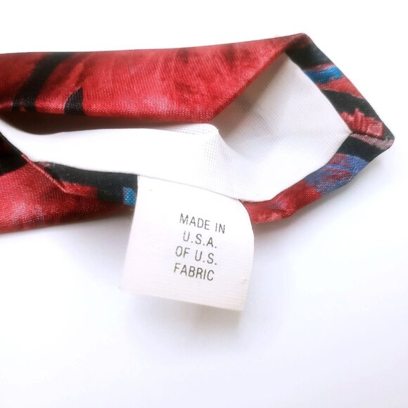 Vintage Ketch Classic Men's Tie Abstract Print Red Black Blue Polyester 57"Long - Picture 10 of 12